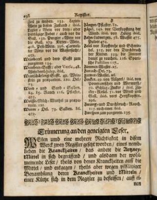 498-499, Erinnerung an den geneigten Leser.
