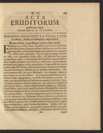 N. VI. [...] Calendis Junii A. M DC LXXXVI.