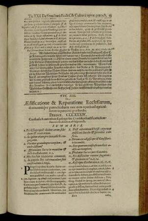Tit. XXII. De Ædificatione & Reparatione Ecclesiarum, domuunique parochialium [...]