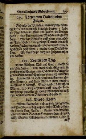 627. Torten von Teig. - 693. Kuchen zu Backen.