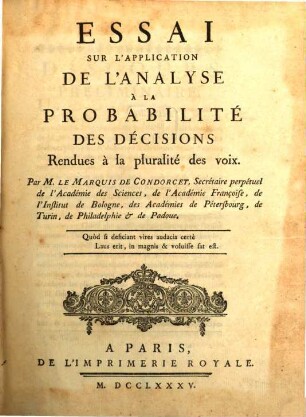 Essai sur l'Application de l'Analyse