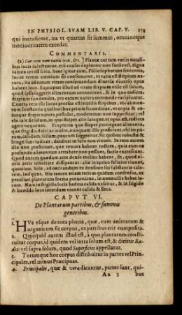 Caput VI. De Plantarum partibus, [et] summis generibus.
