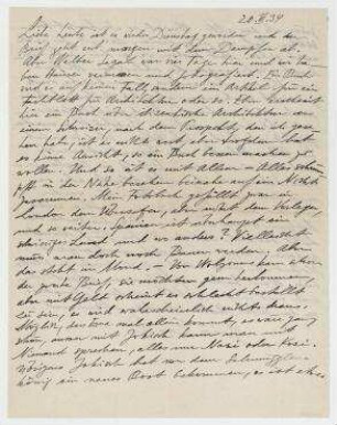 Brief von Raoul Hausmann an Elfriede Hausmann. San Jose/Ibiza