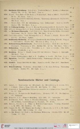 Numismatische Bücher und Cataloge (Nr. 4271 - 4310)