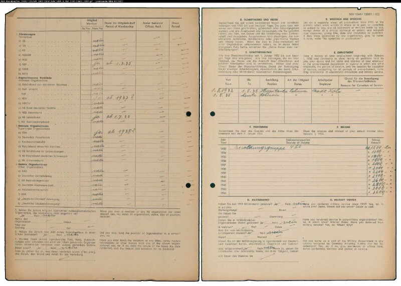 Entnazifizierung Sibylla Hoefel , geb. 01.01.1905 (Lehrerin)