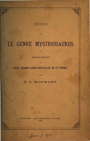 Mémoires paléontologiques. 3