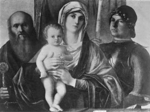 Maria mit dem Kind zwischen dem Heiligen Paulus und dem Heiligen Georg (rechts)