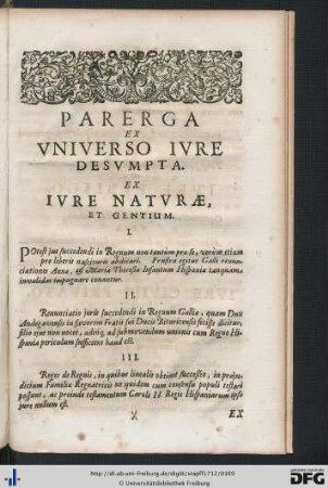 Parerga Ex Universo Iure Desumpta.