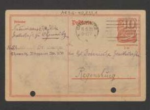 Brief von Ernst Stecher von Naturwissenschaftliche Gesellschaft (Chemnitz) an Regensburgische Botanische Gesellschaft