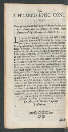 S. Hilarius Episc. Conf.