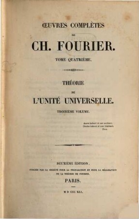 Oeuvres complètes de Charles Fourier. 4.3, Théorie de l'unité universelle, Teil 3