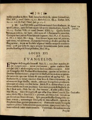 Locus XVI. Evangelio