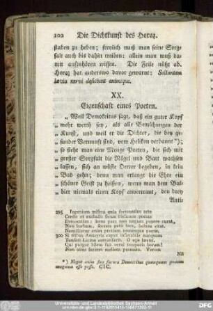 XX. Eigenschaft eines Poeten.