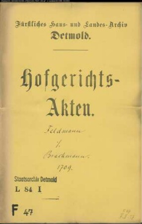 Feldmann, Henrich, Krüger zu Wellentrup gegen Peter Brakmann, Kesselführer - Schuldforderung