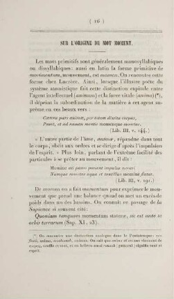 Sur l'origine du mot moment.