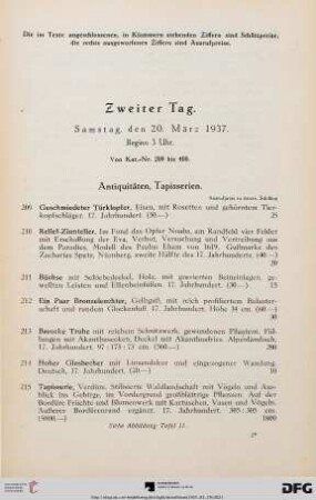 Antiquitäten, Tapisserien (Nr. 209-293)