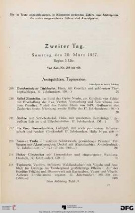 Antiquitäten, Tapisserien (Nr. 209-293)