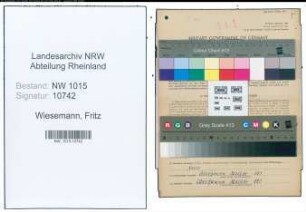 Entnazifizierung Fritz Wiesemann , geb. 19.11.1905 (Schreiner)