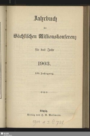 14.1903: Jahrbuch der Sächsischen Missionskonferenz : für d. Jahr ...