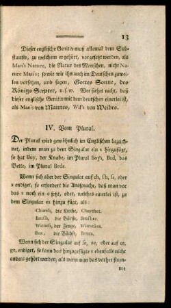 IV. Vom Plural.
