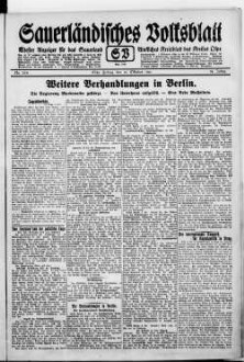 Sauerländisches Volksblatt : aeltester Anzeiger des Sauerlandes : ueber 100 Jahre Heimat- und Kreisblatt im Kreise Olpe : Tageszeitung für Politik, Unterhaltung und Belehrung