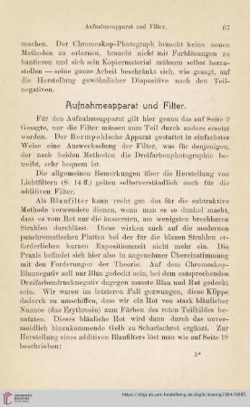 Aufnahmeapparat und Filter