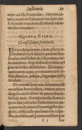 Quinta Cista. Cum saliente fonticulo.