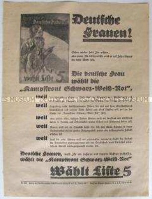 Illustriertes Flugblatt der Deutschnationalen Volkspartei zur Reichstagswahl am 6. November 1932