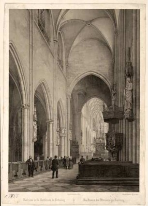 Das Innere des Münsters zu Freiburg (Mittelgang) - Intérieur de la Cathédrale de Fribourg (Cours de moyenne)