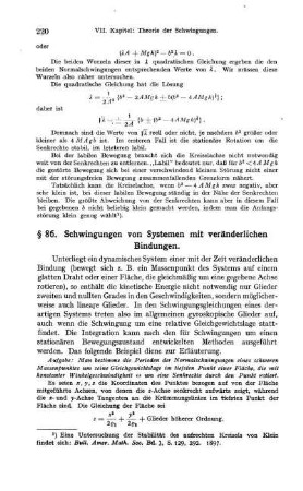 § 86. Schwingungen von Systemen mit veränderlichen Bindungen.