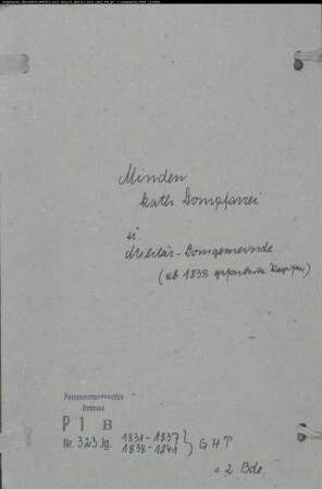 Kirchenbuchduplikat der katholischen Domgemeinde Minden, Kreis Minden (GHT 1831-1841) (Gemeinde: Katholische Domgemeinde Minden)
