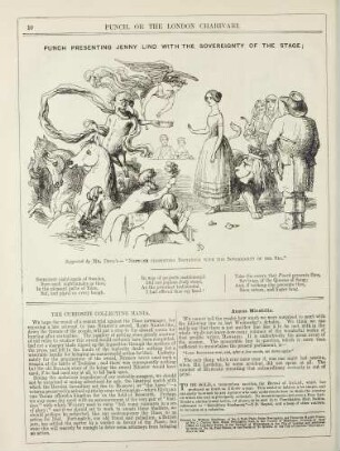Punch presenting Jenny Lind with a sovereignty of the stage