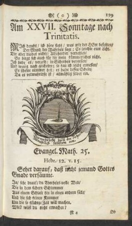Am XXVII. Sonntage nach Trinitatis