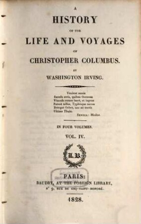 A history of the life and voyages of Christopher Columbus : in four volumes, 4