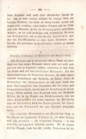 4. Römische Denkmäler bei Wirtheim und Wächtersbach.