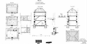 Schrozberg: Nebengebäude Wasserstationsgebäude GR 1.OG,2.OG,DG,Schnitte,Details,Sp-Lage