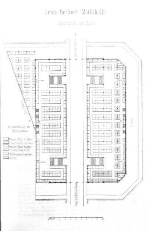 Erste Berliner Markthalle. Grundriß der Hälfte