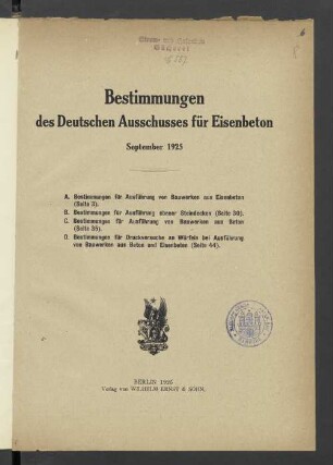 Bestimmungen des Deutschen Ausschusses für Eisenbeton : September 1925