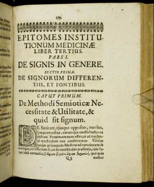 Sectio Prima. De Signorum Differentiis, Et Fontibus.