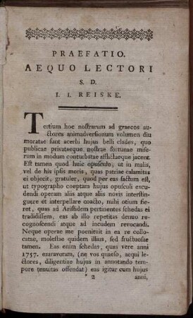 Praefatio. Aequo Lectori S. D. I. I. Reiske