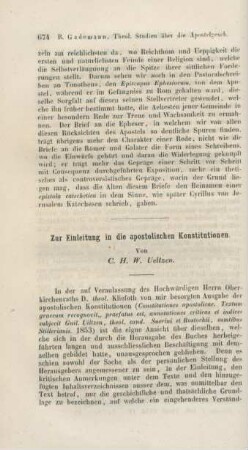 674-685 Zur Einleitung in die apostolische Constitutionen