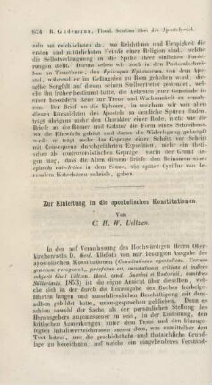 674-685 Zur Einleitung in die apostolische Constitutionen