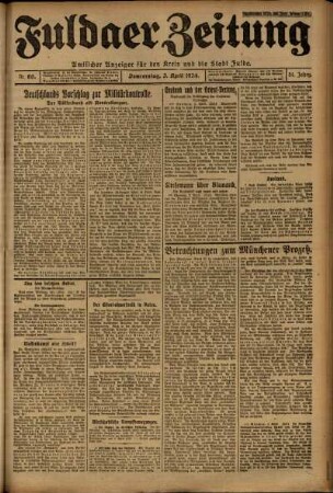 Erste Ausgabe vom Donnerstag, den 03. April 1924.