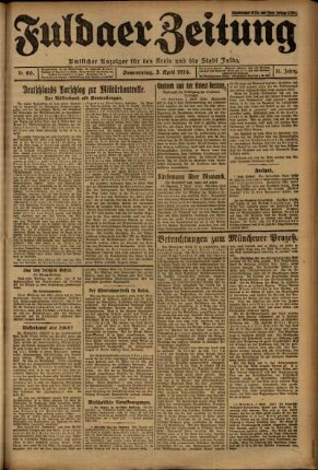 Erste Ausgabe vom Donnerstag, den 03. April 1924.
