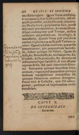 Caput X. De Integritate horarum