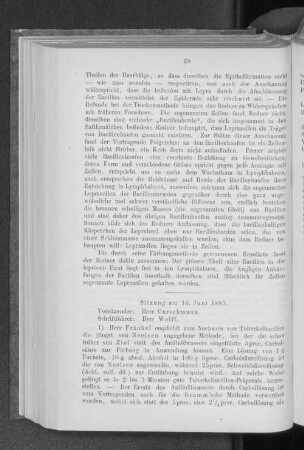 Sitzung am 16. Juni 1885.