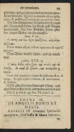Locus IX. De Angelis Bonis Et Malis.