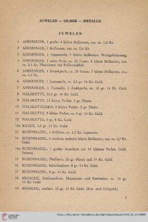 Juwelen (Nr. 1-119)