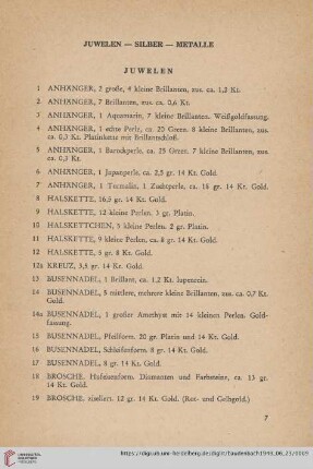 Juwelen (Nr. 1-119)