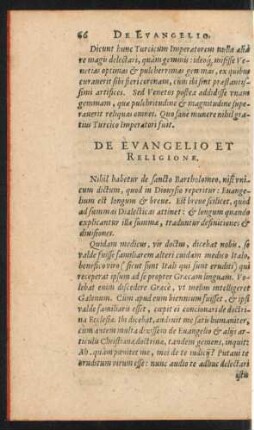 De Evangelio Et Religione.